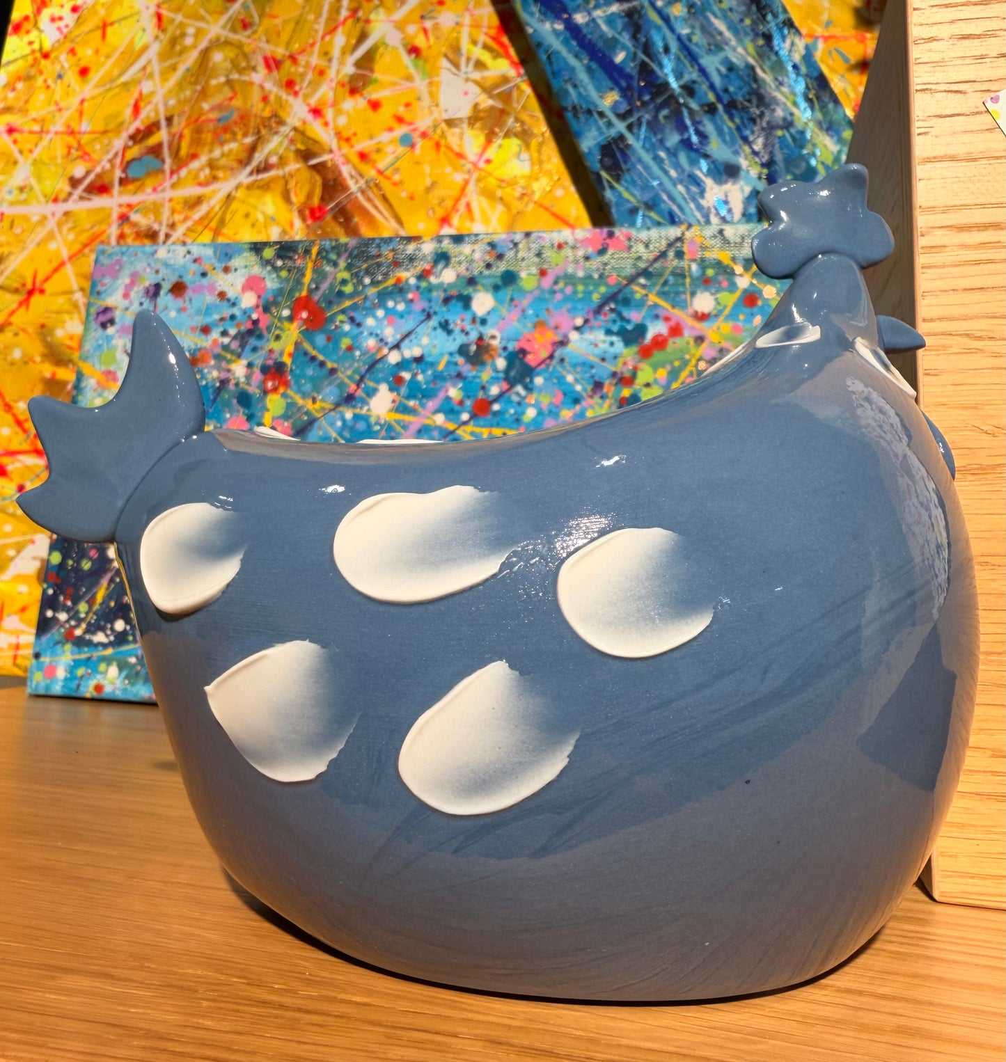 La 'poulette' Carlotta [Ocean Blue], la gallina in porcellana artigianale [small]